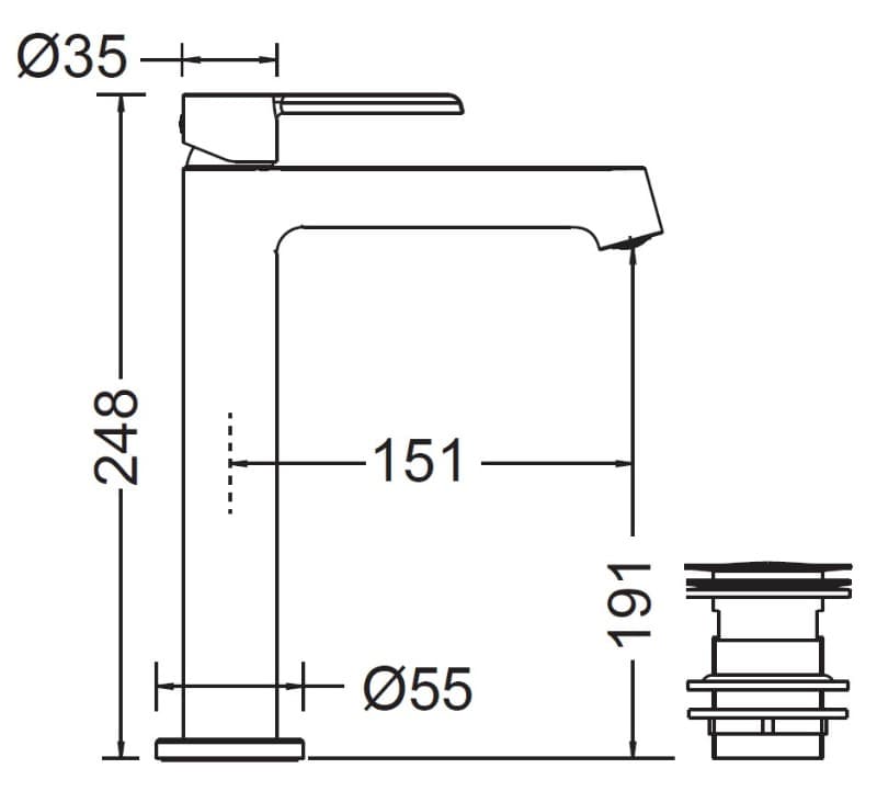 Μπαταρία Νιπτήρος Cora Occo 7213-100 Χρώμιο - 2