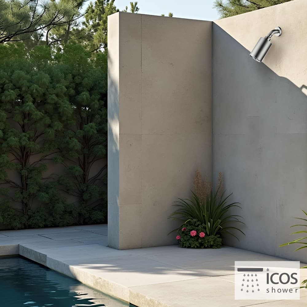 Κεφαλή Ντους Επίτοιχη Icos Shower Gem GEM-111 Inox Brushed Φ7,6x12cm - 2