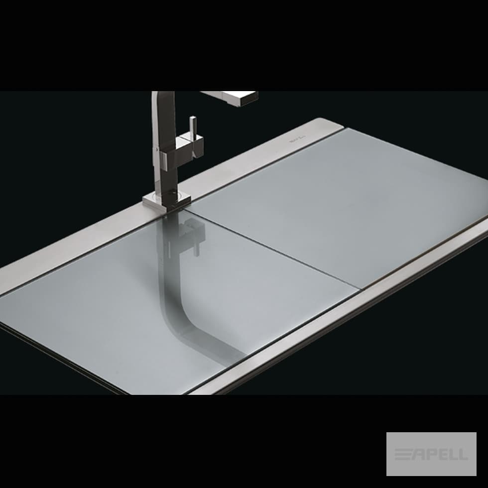 Νεροχύτης κουζίνας ανοξείδωτος Apell Iris 9320-110441 Inox Σατινέ λείο με Silver Glass 89,7×51 (ένθετος)