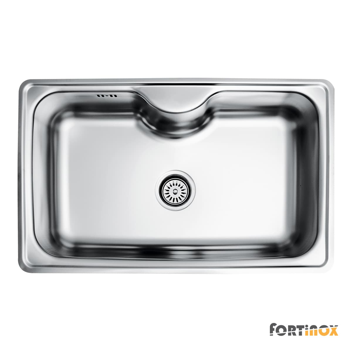 Νεροχύτης κουζίνας ανοξείδωτος Fortinox Arena 22080-110 Inox Σατινέ λείο 80×50 (ένθετος)