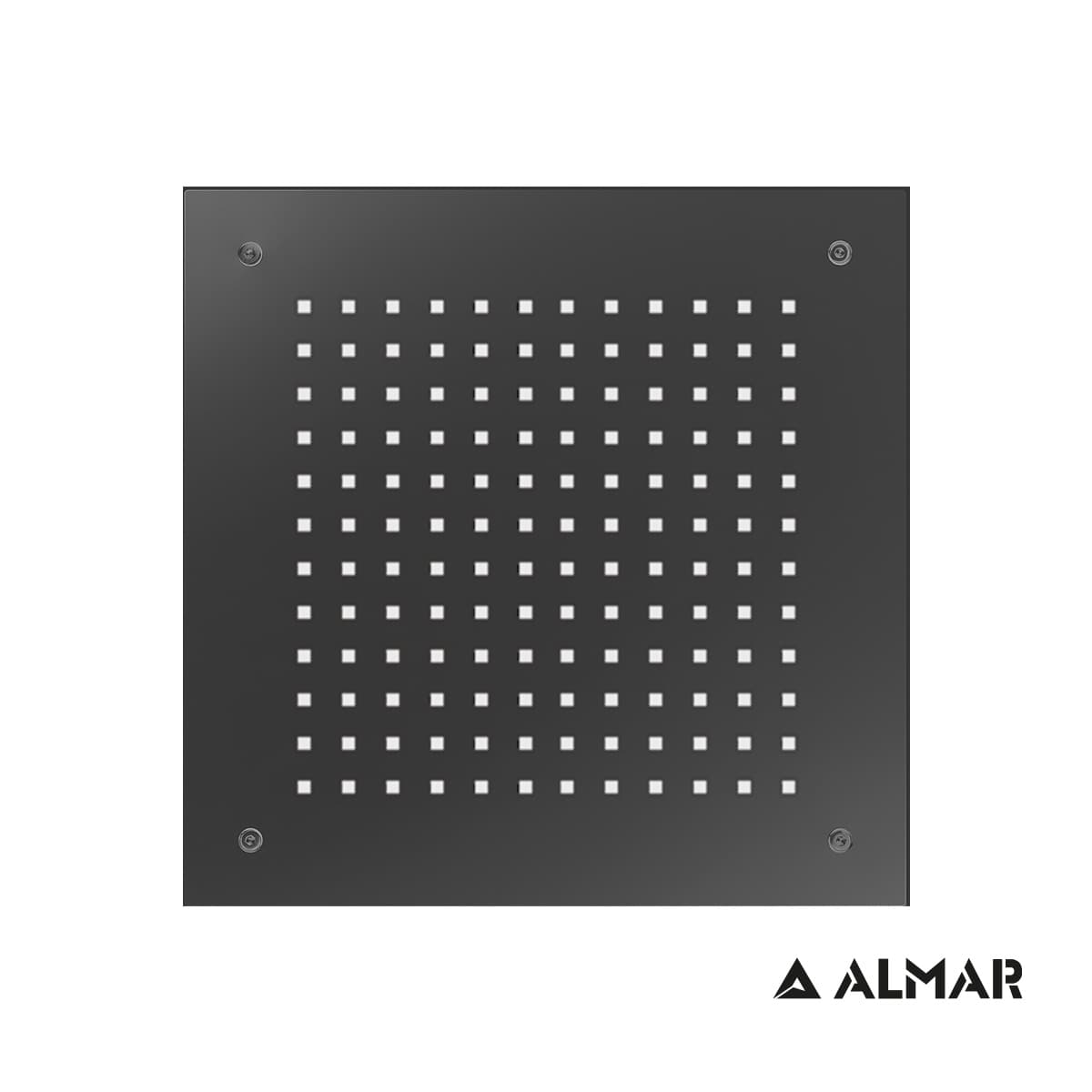 Κεφαλή Ντους Οροφής Εντοιχισμού Almar E044046-411 Square Temptation Black Brushed PVD 38x38cm