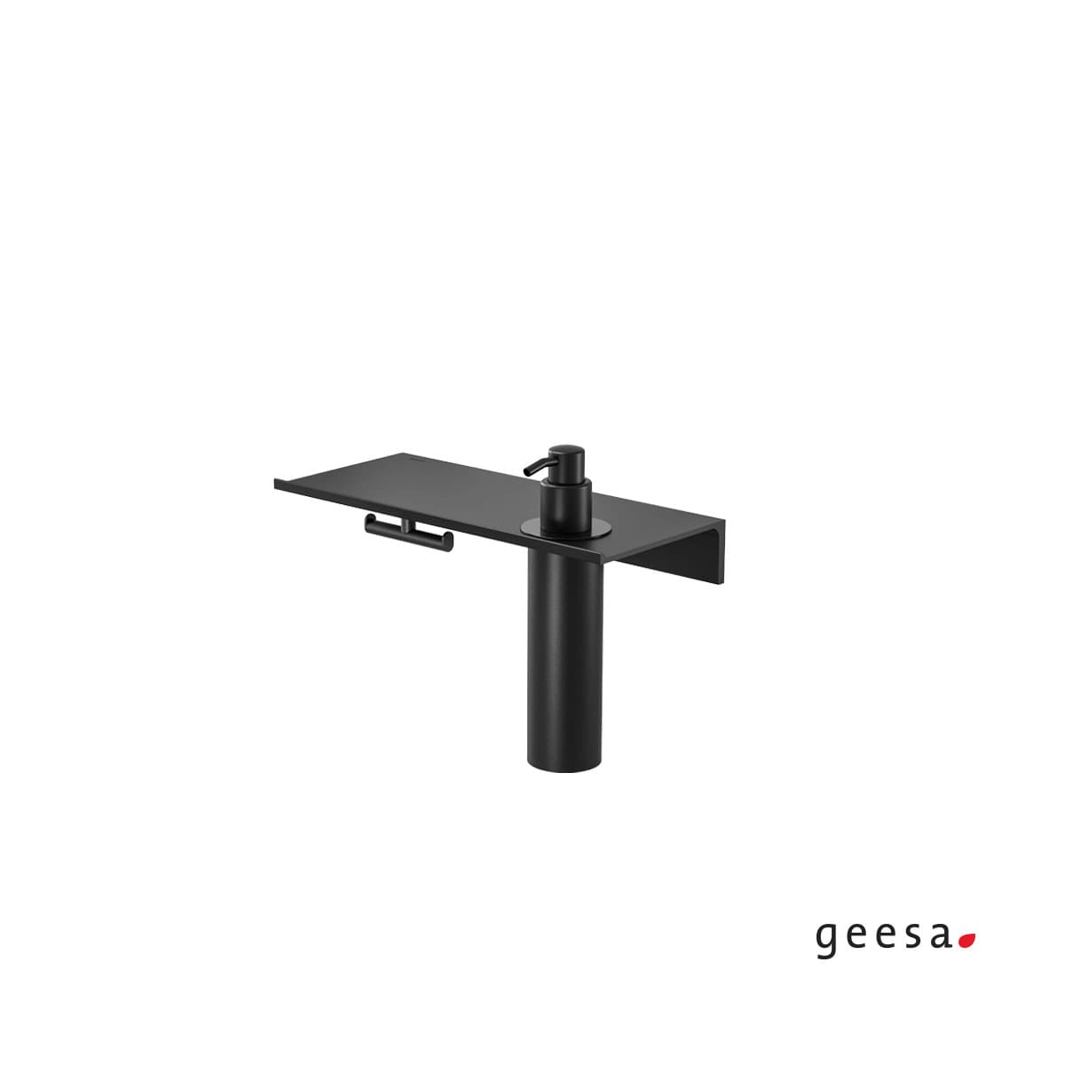 Εταζέρα με διανομέα και διπλό άγγιστρο Geesa Leev 8216/28-400 Ματ Μαύρο 28x12,5x20,6cm