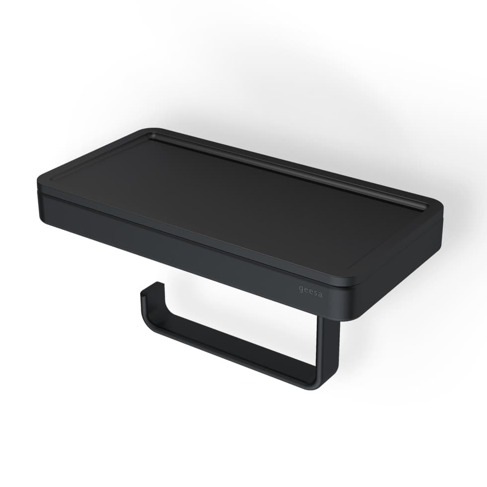 Χαρτοθήκη με Εταζέρα Geesa Frame 8824-400 Ματ Μαύρο 21x10,8x10,5cm