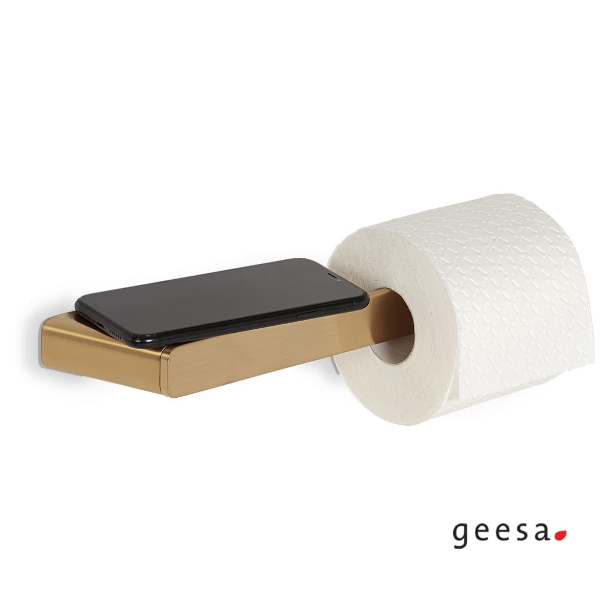 Χαρτοθήκη με εταζέρα Geesa Shift 9924-201 Brushed Gold 30,2x3x3,5cm