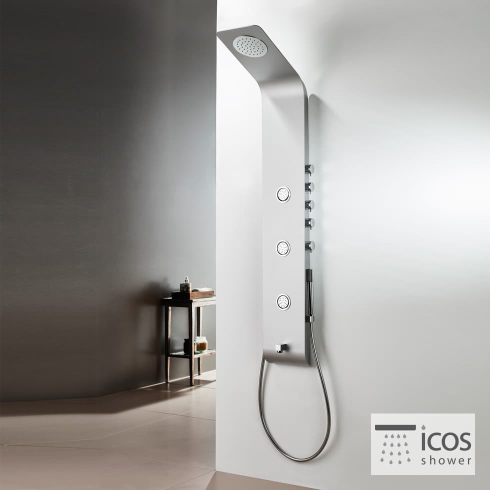 Στήλη Ντους υδρομασάζ Icos Shower Lete Σατινέ Αλουμίνιο