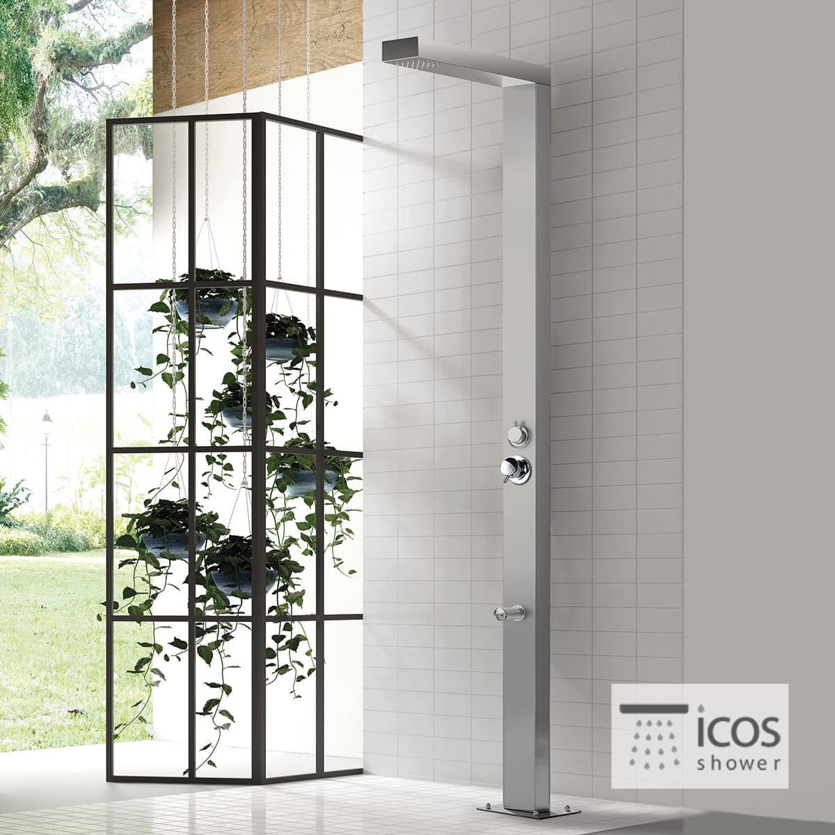 Κολώνα Ντους Εξωτερικού Χώρου Icos Shower Neda Mix Inox (ζεστό / κρύο) 2,10m