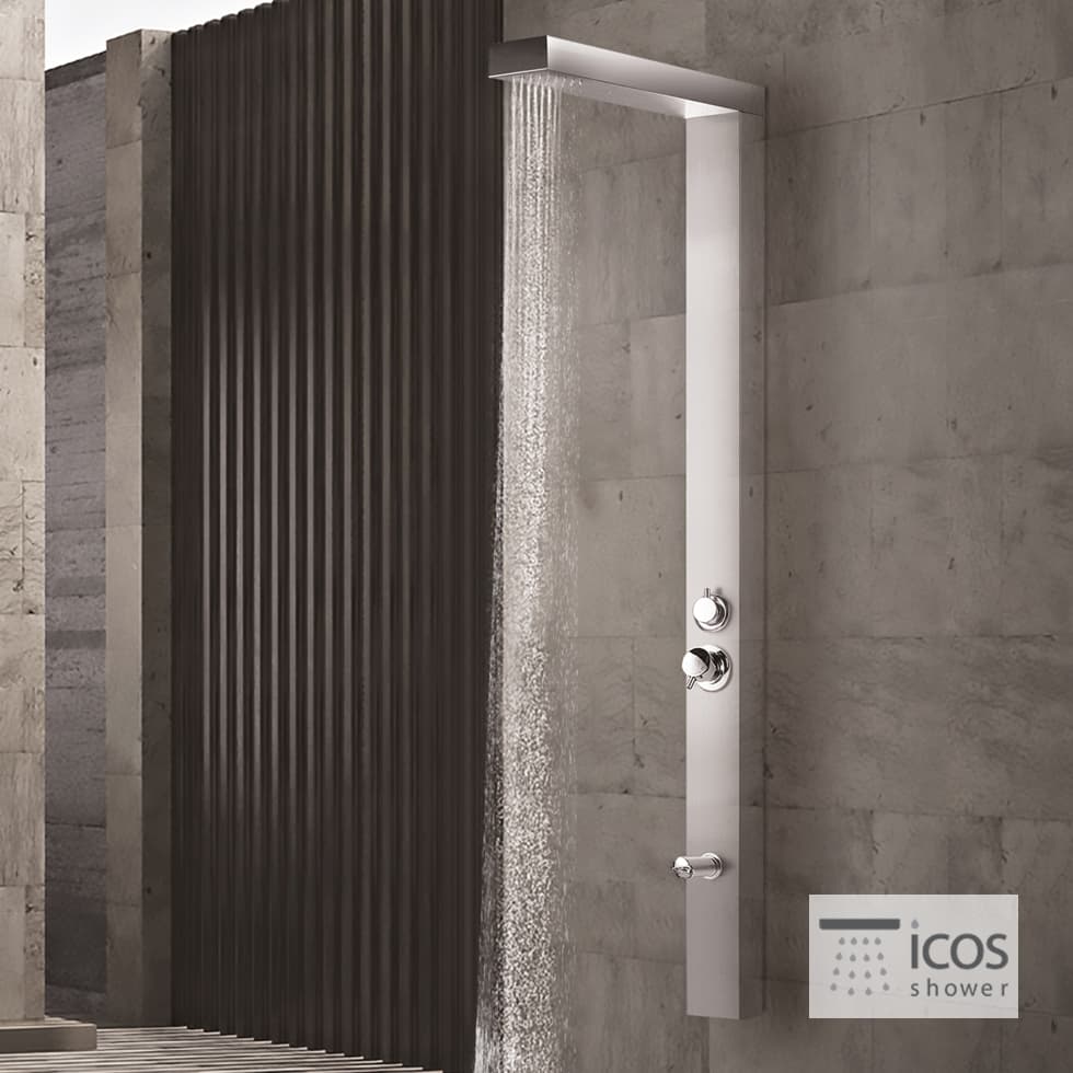 Κολώνα Ντους Εξωτερικού Χώρου επίτοιχη Icos Shower Thea Mix Inox (ζεστό / κρύο) 1,90m