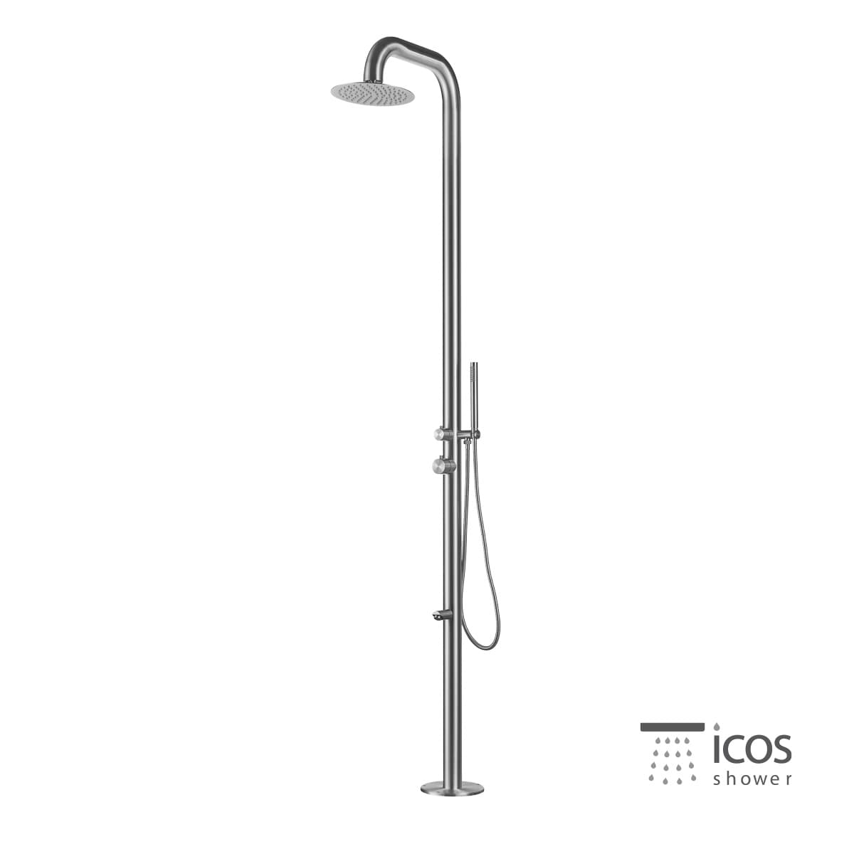 Κολώνα Ντους Εξωτερικού Χώρου Icos Shower Lea Mix Inox Brushed (ζεστό / κρύο) 2,10m