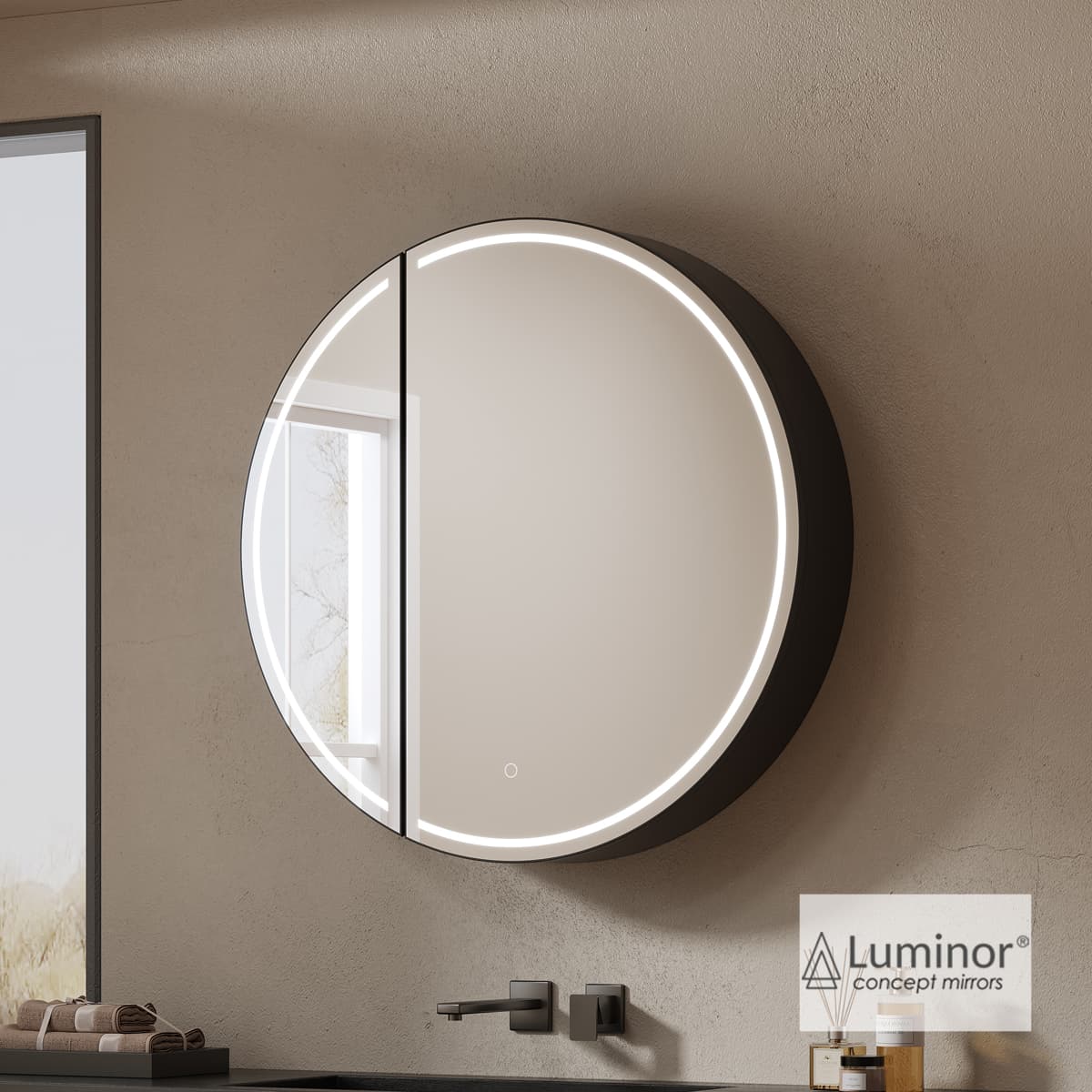 Καθρέπτης μπάνιου με Led & ντουλάπι Luminor Root 70 Φ70cm