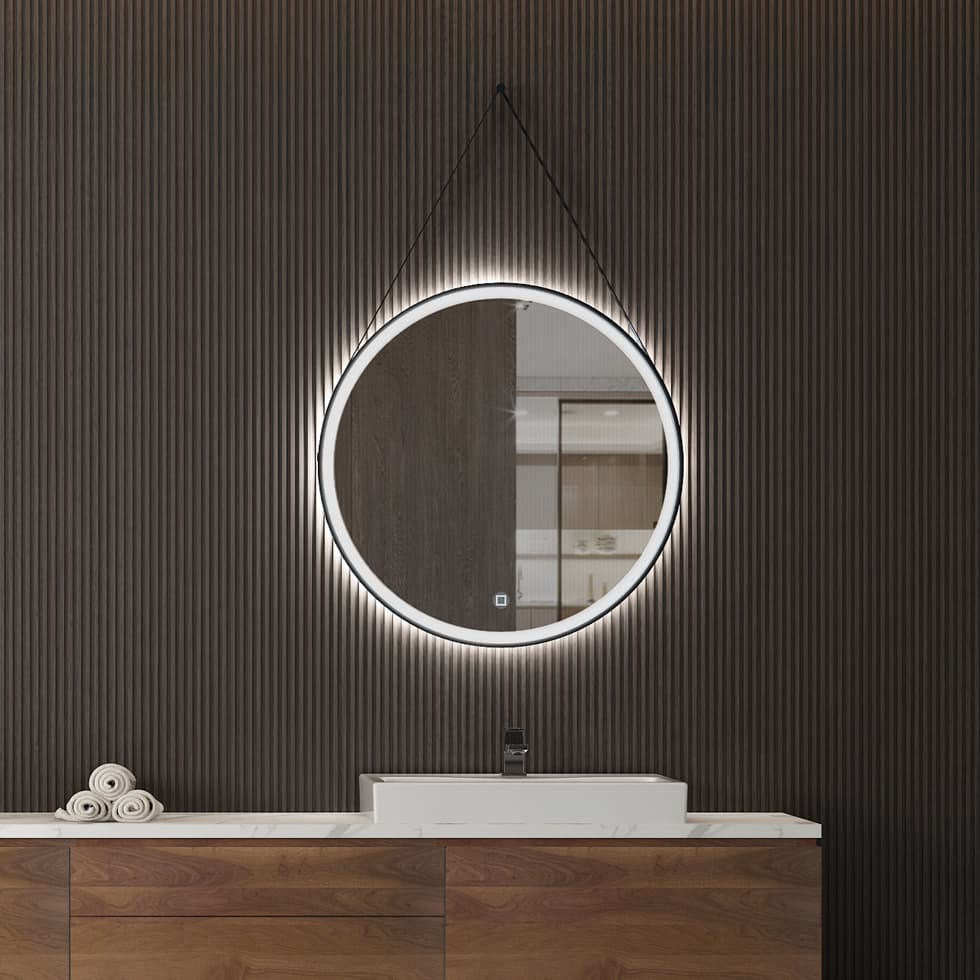 Καθρέπτης μπάνιου με Led Luminor Fly 70 Ματ Μαύρο Φ70cm