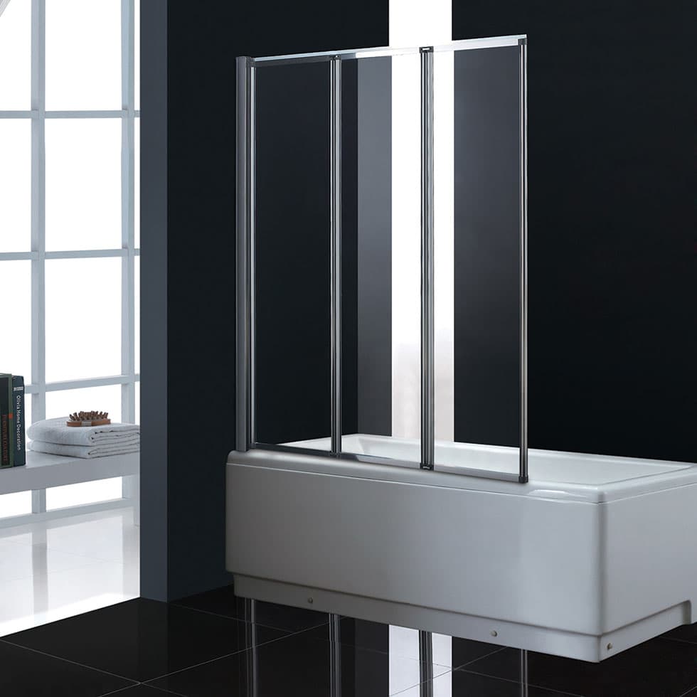 Καμπίνα Μπανιέρας Devon Primus Plus 3πτυχο μπανιέρας DT1200T-100 Χρώμιο Clear Glass Ύψος 140cm 120cm