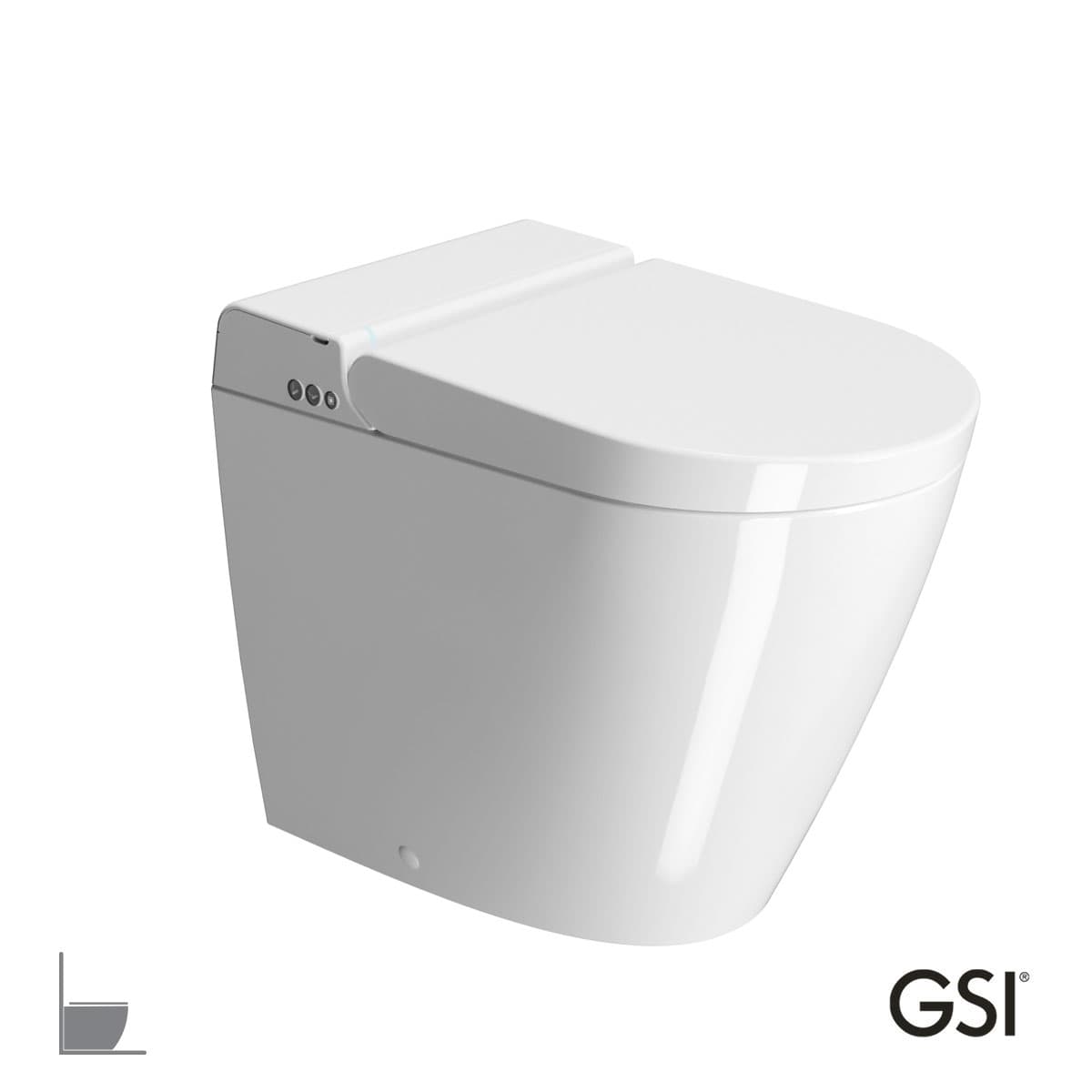 Λεκάνη δαπέδου rimless swirlflush με κάλυμμα soft close + ηλεκτρονικό μπιντέ GSI Wclean 7410K-300 Λευκό 38x59cm