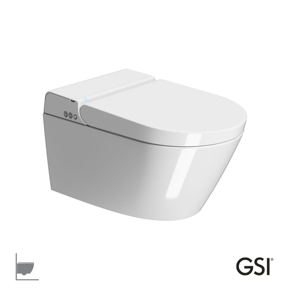 Λεκάνη κρεμαστή rimless swirlflush με κάλυμμα soft close + ηλεκτρονικό μπιντέ GSI Wclean 7418K-300 Λευκό 38x59cm