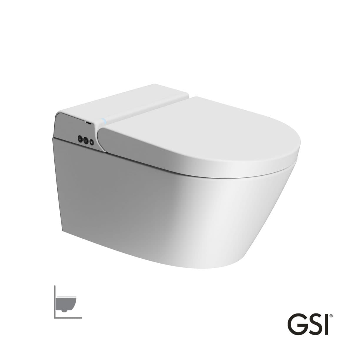 Λεκάνη κρεμαστή rimless swirlflush με κάλυμμα soft close + ηλεκτρονικό μπιντέ GSI Wclean 7418K-301 Ματ Λευκό 38x59cm