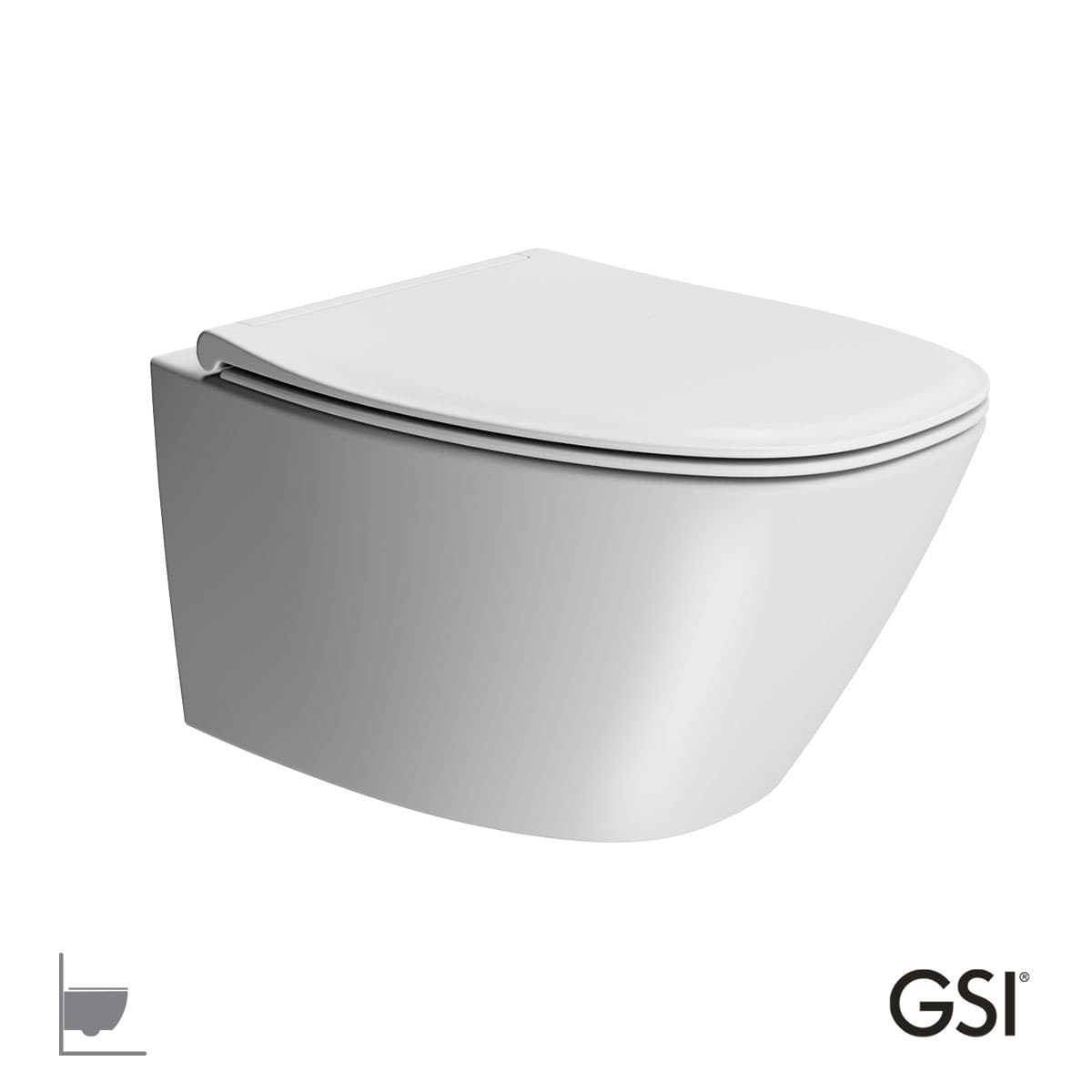 Λεκάνη κρεμαστή rimless swirlflush με κάλυμμα slim soft close GSI Modo Plus 841500SC-301 Ματ Λευκό 37x54,5cm