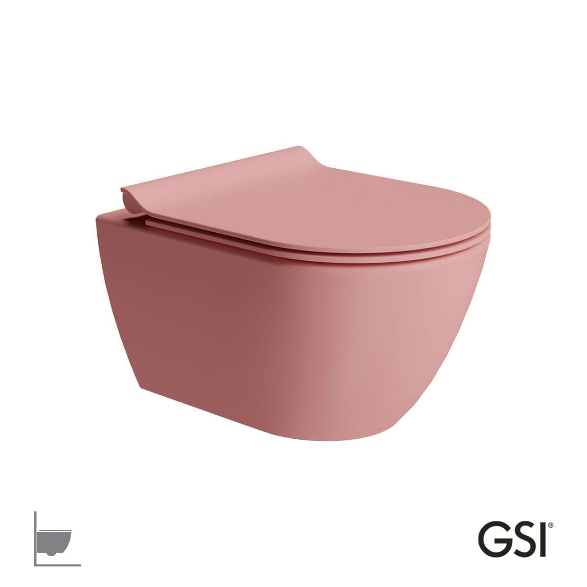 Λεκάνη κρεμαστή rimless swirlflush με κάλυμμα slim soft close GSI Pura 881600SC-821 Blush 36x50cm