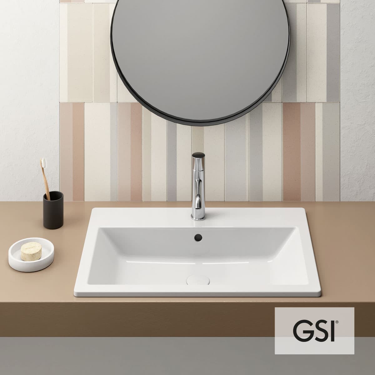 Νιπτήρας ένθετος GSI Kube-X 9437-300 Λευκό 70x40