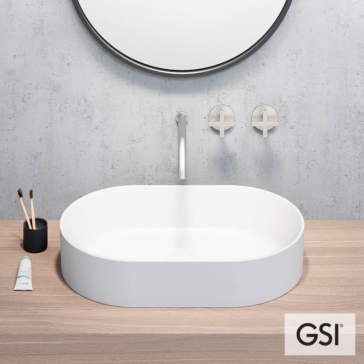 Νιπτήρας επιτραπέζιος GSI Kube-X 9458-300 Λευκό 60x37