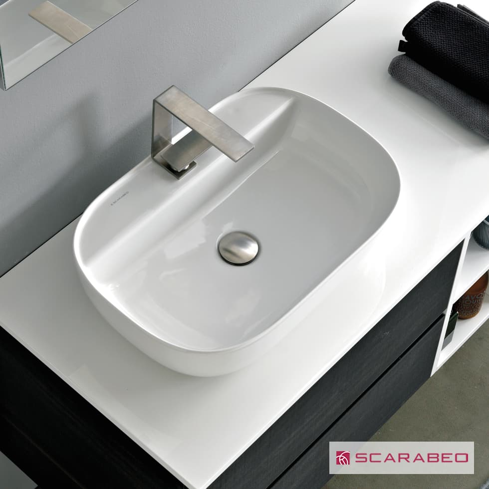 Νιπτήρας επιτραπέζιος Scarabeo Glam 1802-300 Λευκό 56x38