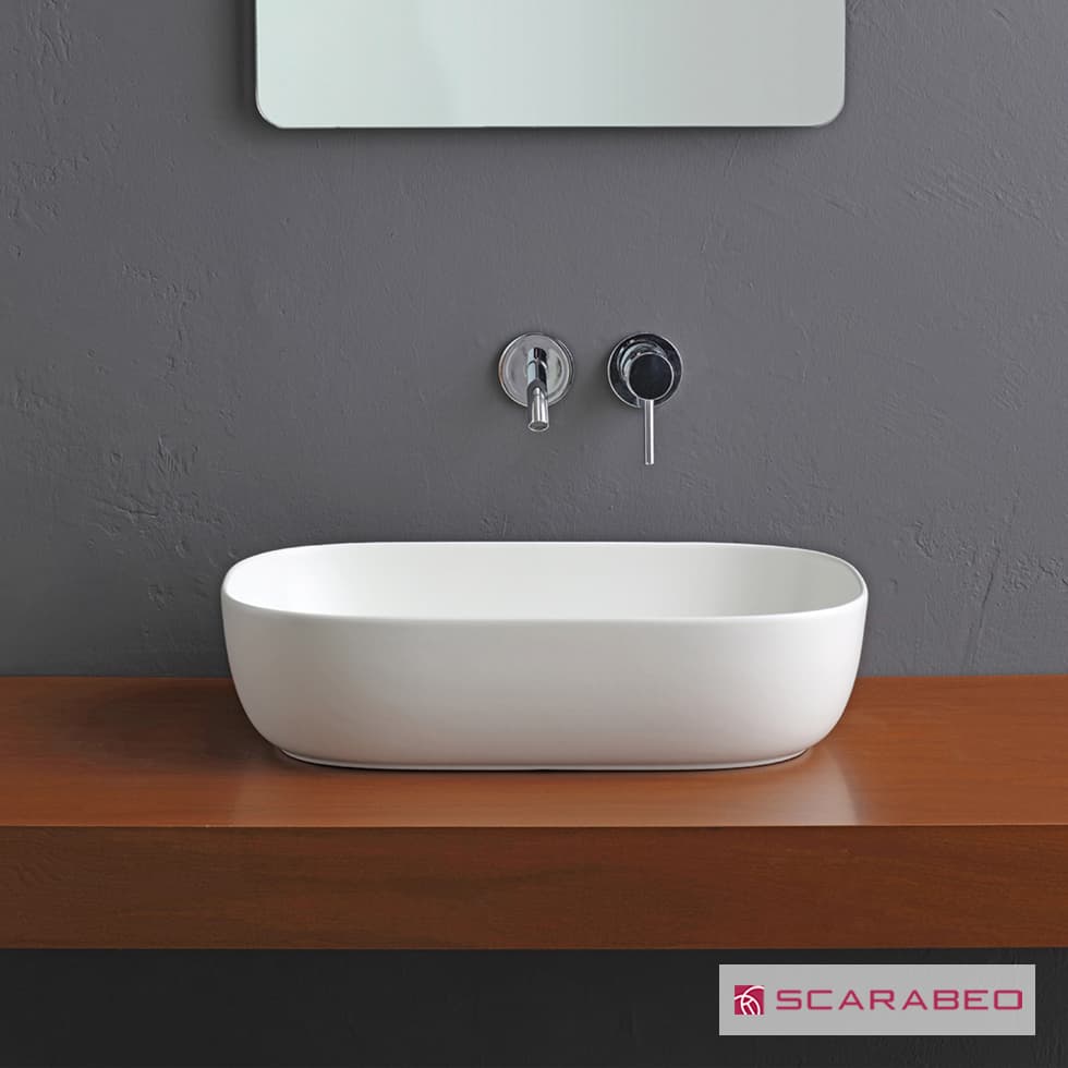 Νιπτήρας επιτραπέζιος Scarabeo Glam 1804-301 Ματ Λευκό 56x39