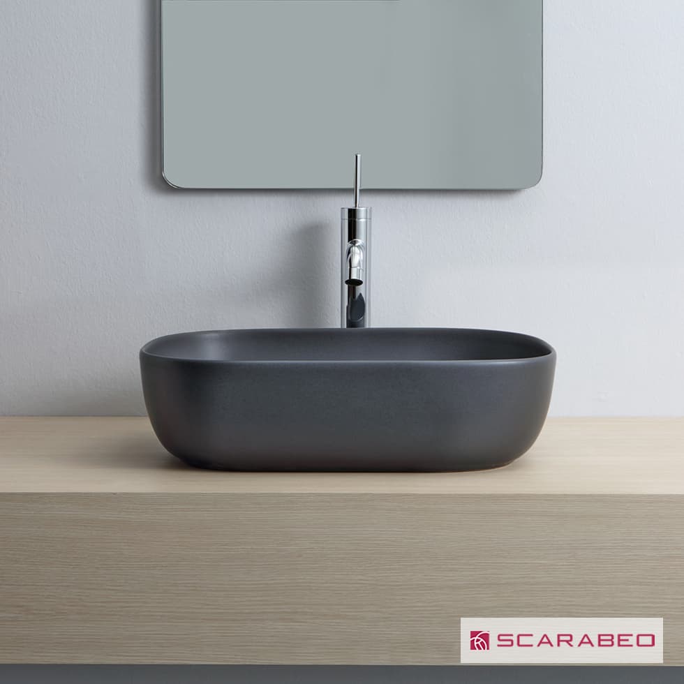 Νιπτήρας επιτραπέζιος Scarabeo Glam 1804-401 Ματ Μαύρο 56x39