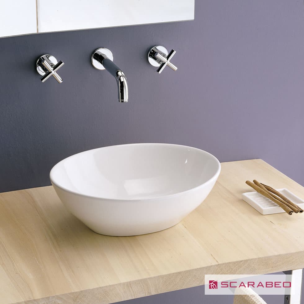 Νιπτήρας επιτραπέζιος Scarabeo Ovo 8011-300 Λευκό 41x33,5