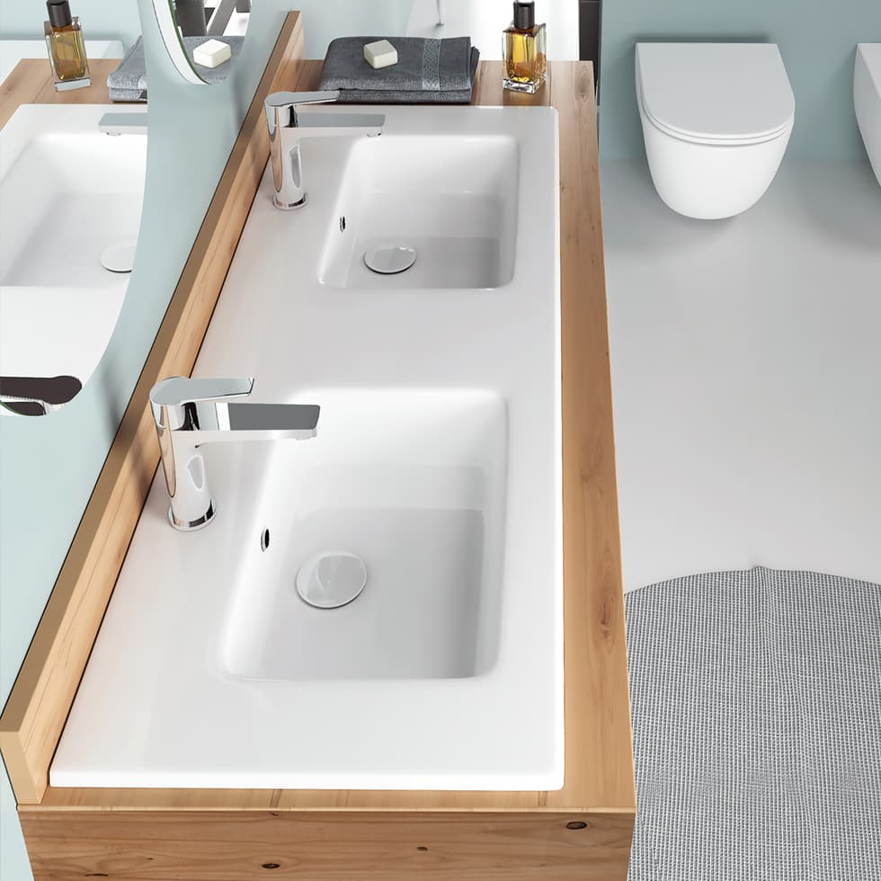 Νιπτήρας κρεμαστός και επίπλου Bianco Ceramica Flat 36120-300 Λευκό 121,6x46