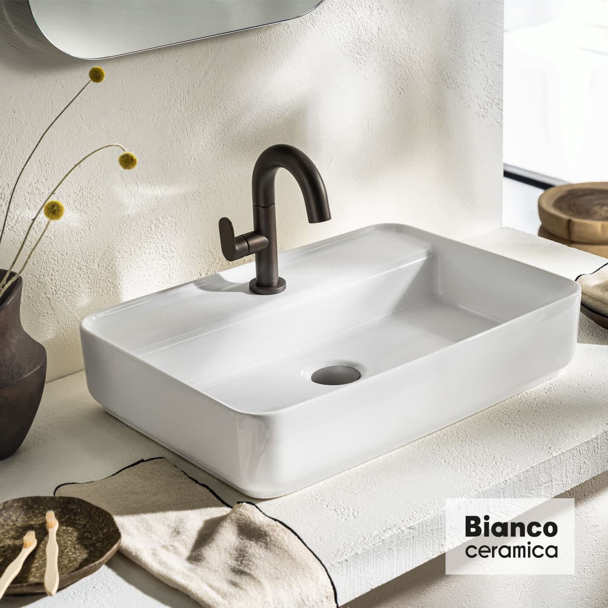 Νιπτήρας επιτραπέζιος Bianco Ceramica Crest 39055-300 Λευκό 55x40