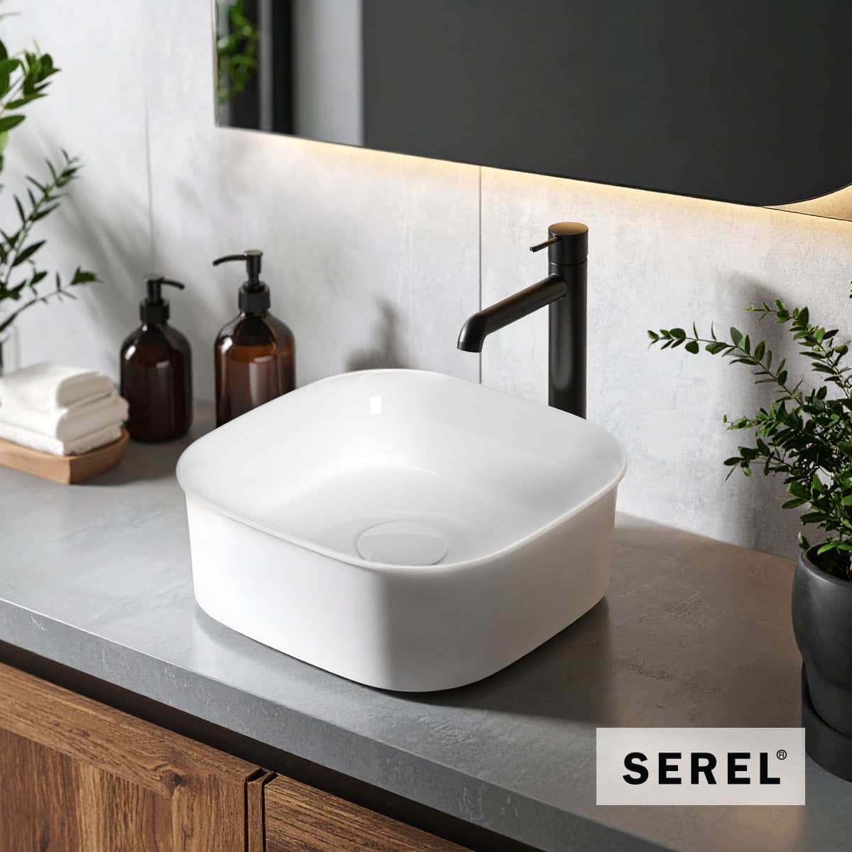 Νιπτήρας επιτραπέζιος Serel Diona 2061-300 Λευκό 36x36