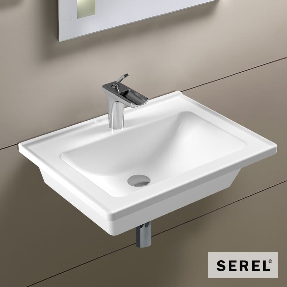 Νιπτήρας κρεμαστός και επίπλου Serel Slim 3001-300 Λευκό 60x46