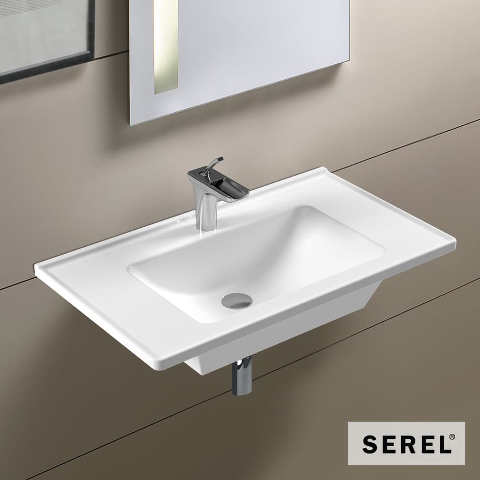 Νιπτήρας κρεμαστός και επίπλου Serel Slim 3035-300 Λευκό 80x46