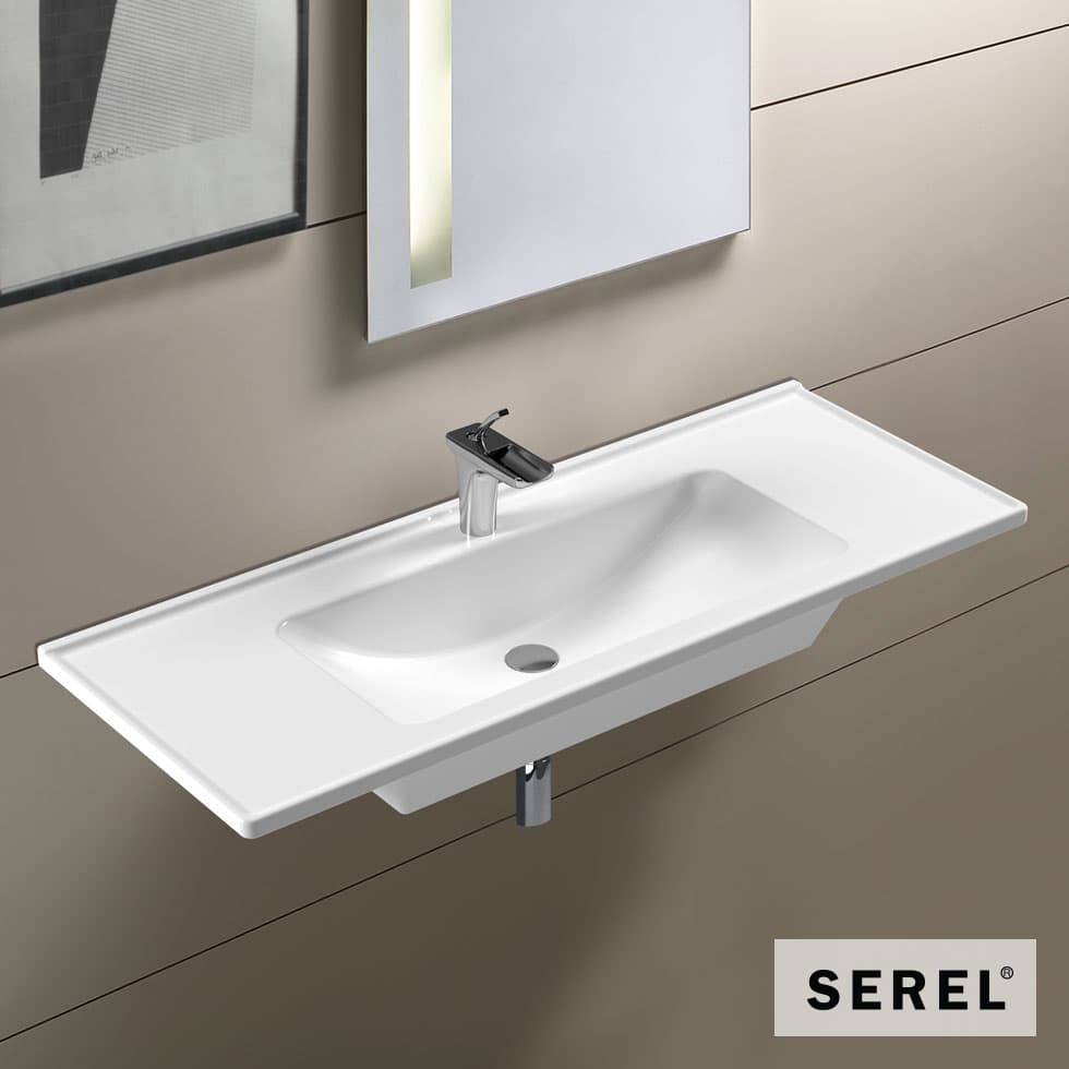 Νιπτήρας κρεμαστός και επίπλου Serel Slim 3037-300 Λευκό 100x46