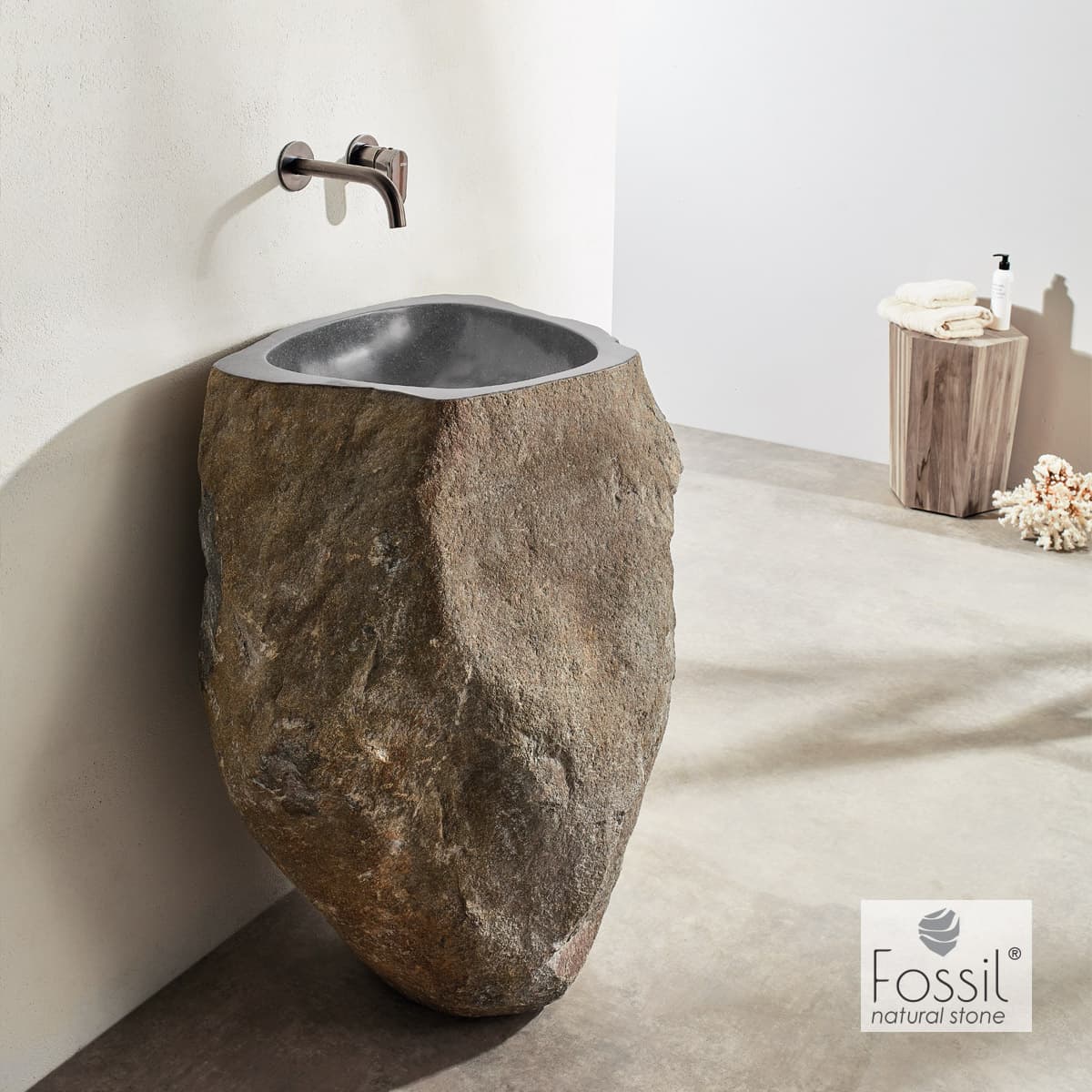 Νιπτήρας επιδαπέδιος Fossil Vero Riverstone RP90 Grey Φ45-60x85-90cm