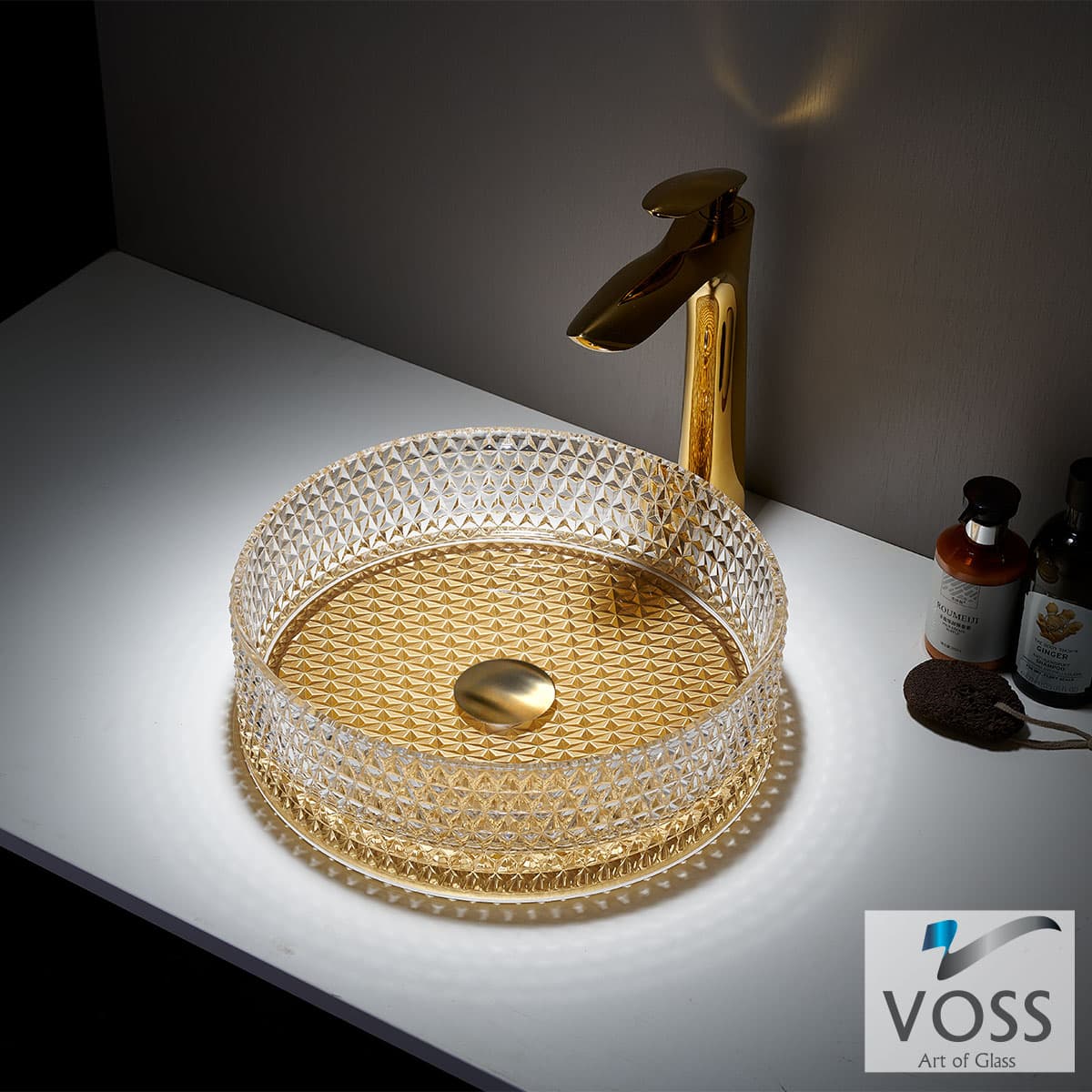 Νιπτήρας επιτραπέζιος Voss Ring-D VB1040-200 Γυαλί Gold Φ40