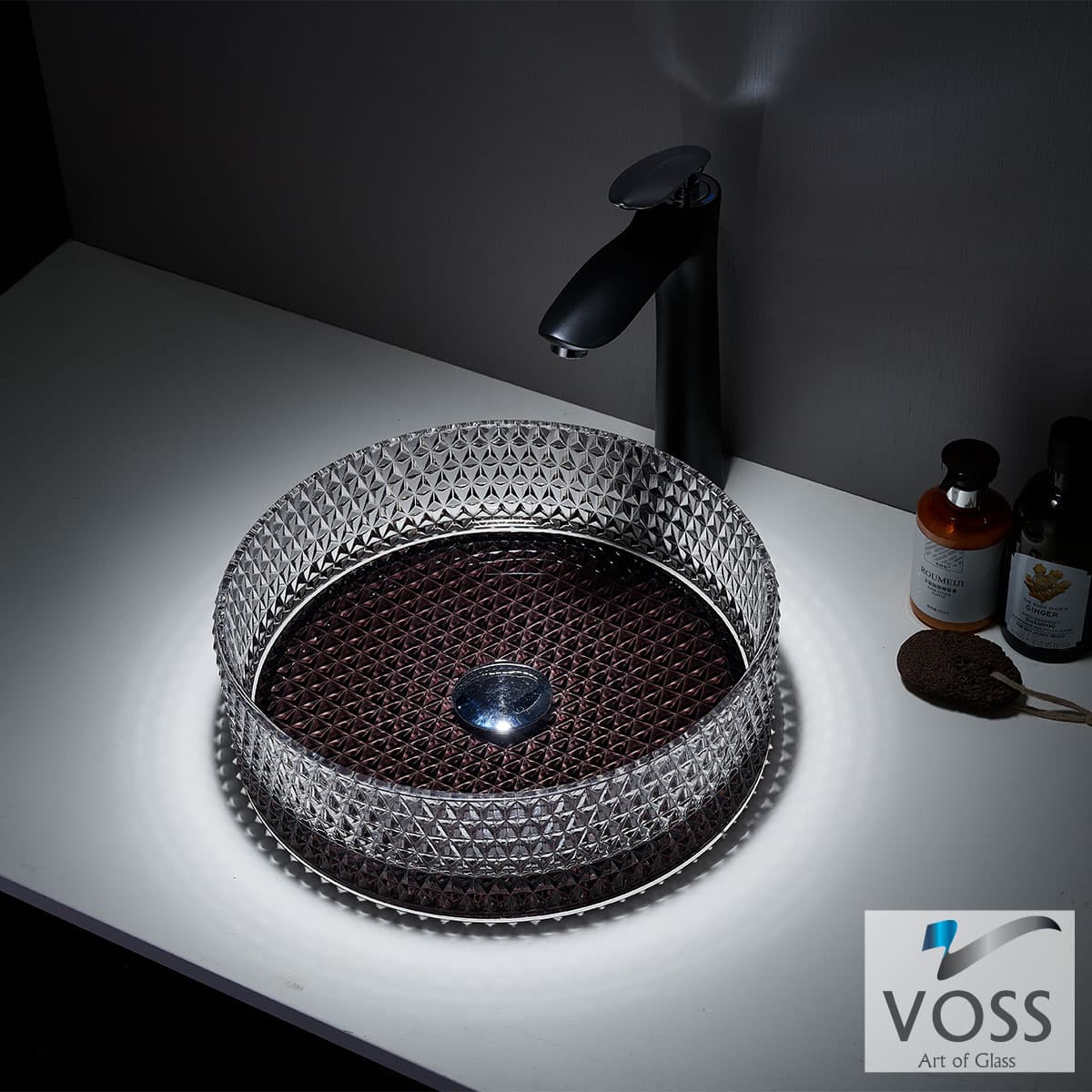Νιπτήρας επιτραπέζιος Voss Ring-D VB1040-400 Γυαλί Grey Φ40