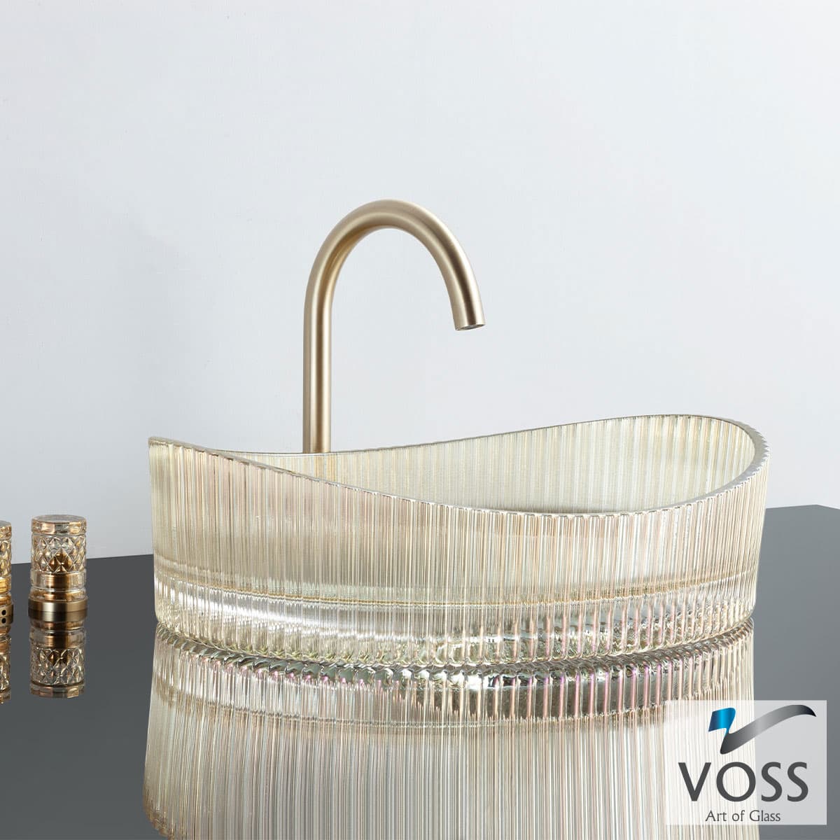 Νιπτήρας επιτραπέζιος Voss Cavo VL1150-200 Γυαλί Gold 50x37,5