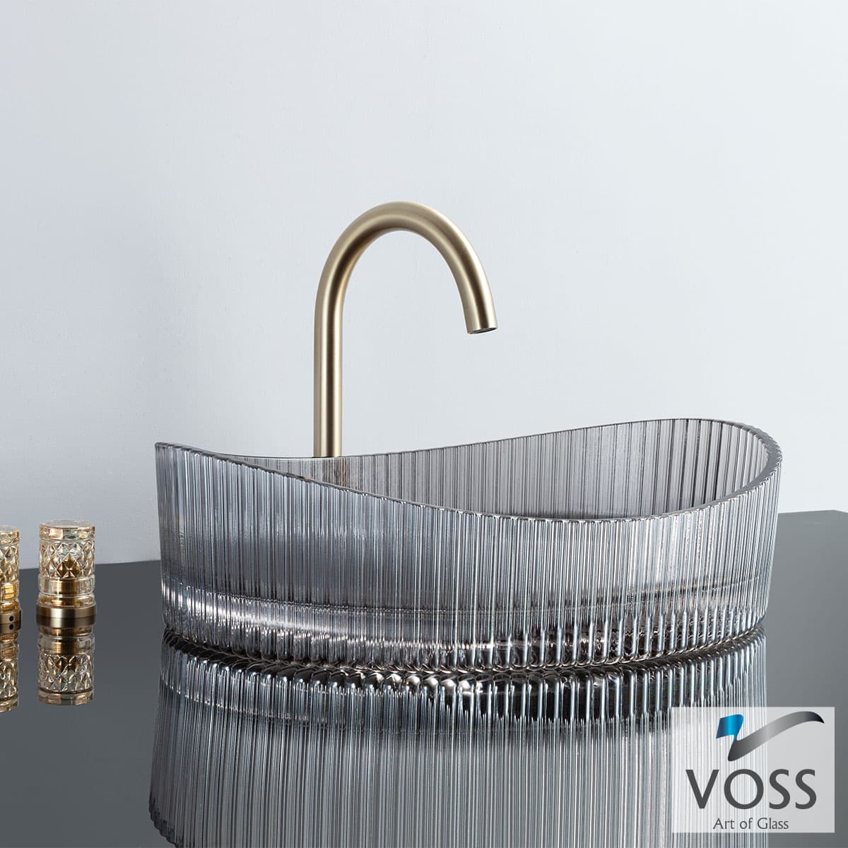 Νιπτήρας επιτραπέζιος Voss Cavo VL1150-400 Γυαλί Grey 50x37,5 - 1