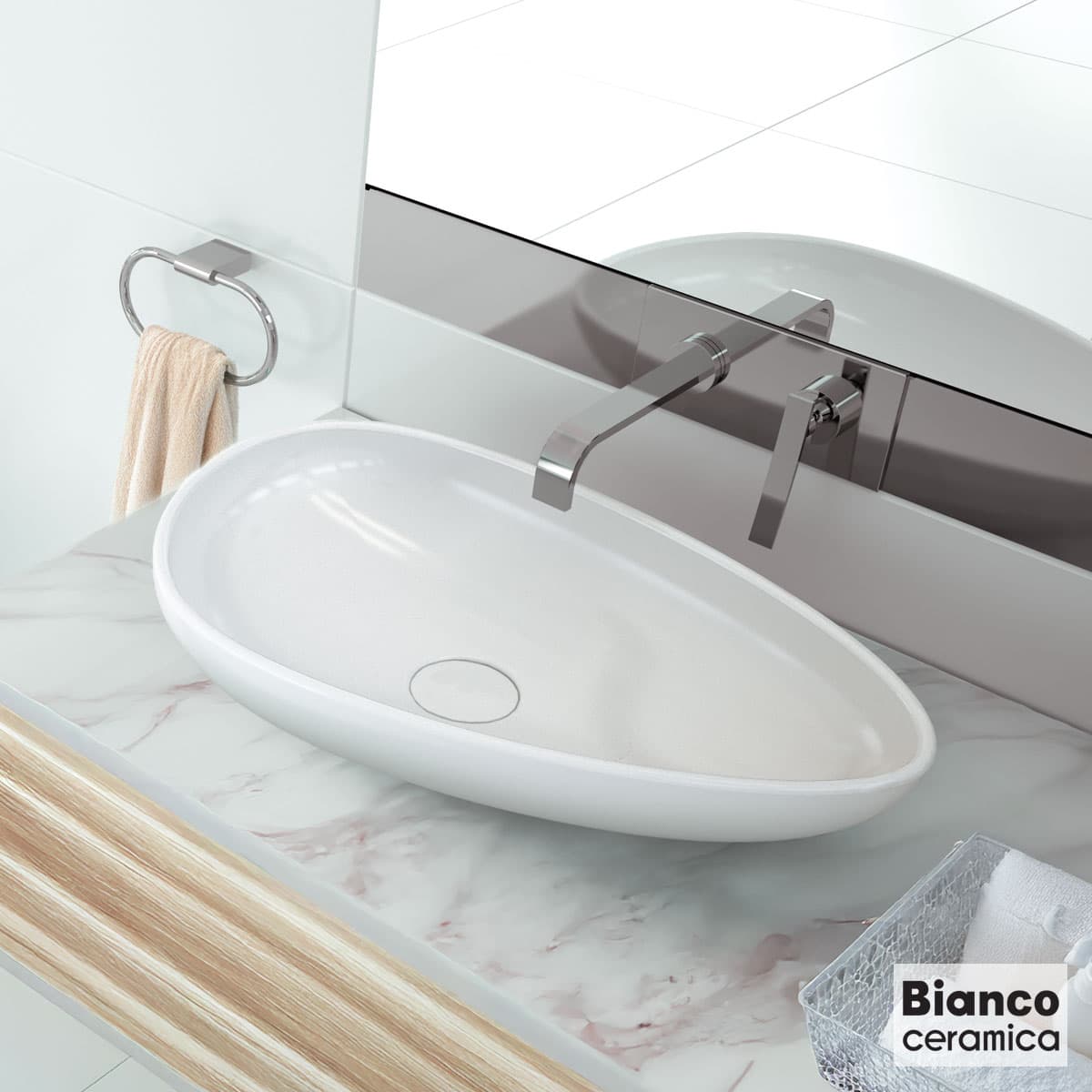 Νιπτήρας επιτραπέζιος Bianco Ceramica Monza 31140-300 Λευκό 58x37