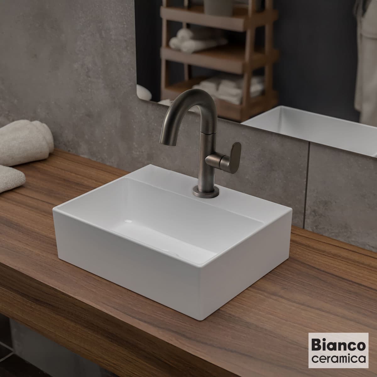 Νιπτήρας κρεμαστός και επιτραπέζιος Bianco Ceramica Tetra 34700-300 Λευκό 29,5x23,5