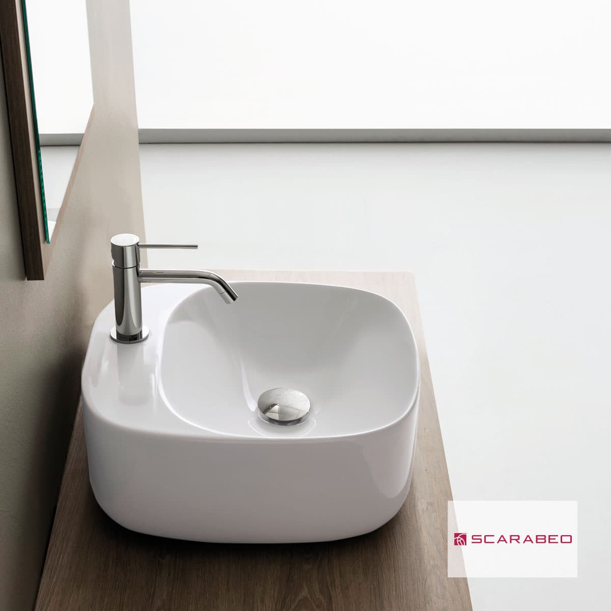 Νιπτήρας επιτραπέζιος Scarabeo Moon 42R 5504-300 Λευκό 42x42