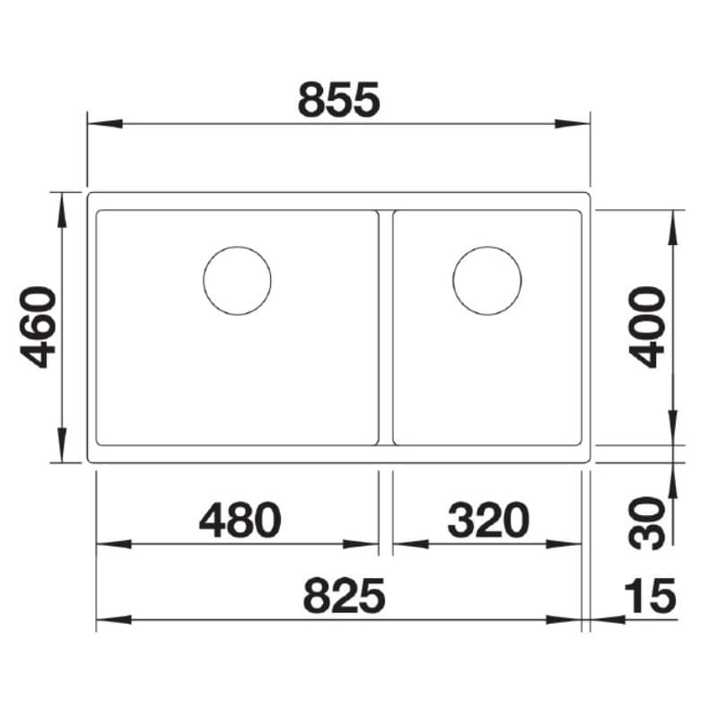 Νεροχύτης κουζίνας γρανιτένιος Blanco Subline 480/320-U 527168 Soft White 85,5×46 (υποκαθήμενος) - 2