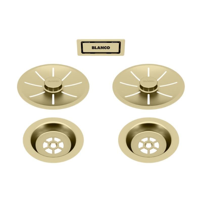 2 x Βαλβίδες νεροχύτη InFino + υπερχείλιση C-overflow Blanco 203477 Satin Gold PVD