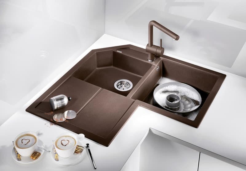 Νεροχύτης κουζίνας γρανιτένιος Blanco Metra 9 E 515573 Coffee 83×83 (ένθετος) - 2