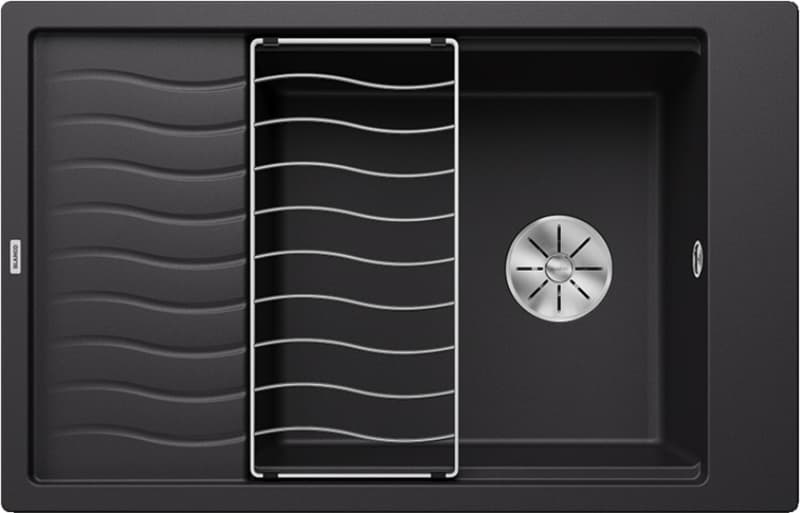 Νεροχύτης κουζίνας γρανιτένιος Blanco Elon XL 6 S 525883 Black 78×50 (με πλέγμα αποστράγγισης) (ένθετος)