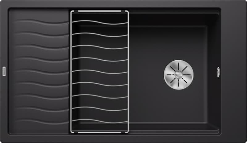 Νεροχύτης κουζίνας γρανιτένιος Blanco Elon XL 8 S 525886 Black 86×50 (με πλέγμα αποστράγγισης) (ένθετος)