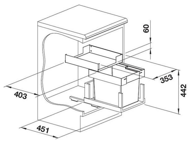 Κάδος Απορριμμάτων Blanco Select II 40/1 Combi 526304 45,1x35,3x44,2cm 30lt - 2