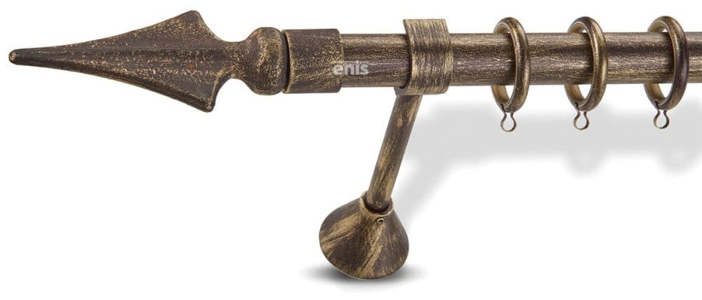 Μεταλλικό Κουρτινόξυλο Enis Λόγχη Φ25mm Σκουριά Χρυσό N02