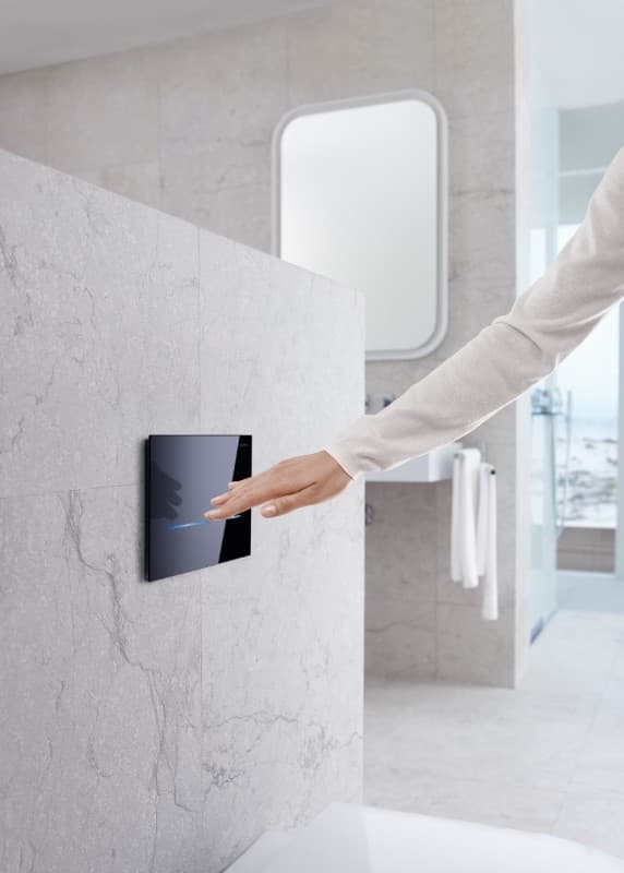 Πλακέτα χειρισμού Dual flush, touchless,
  electronic, Illuminated Geberit Sigma 80 Φωτοκυτταρου 116.090.SG.6 Black
  Glass Γυαλιστερό (γυαλί) 24,7x16,4cm - 3