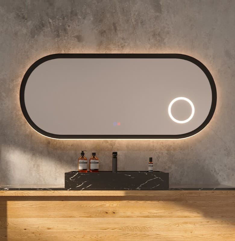 Καθρέπτης μπάνιου με Led Imex Rimini RIMI040/120NG Ματ Μαύρο120x60cm