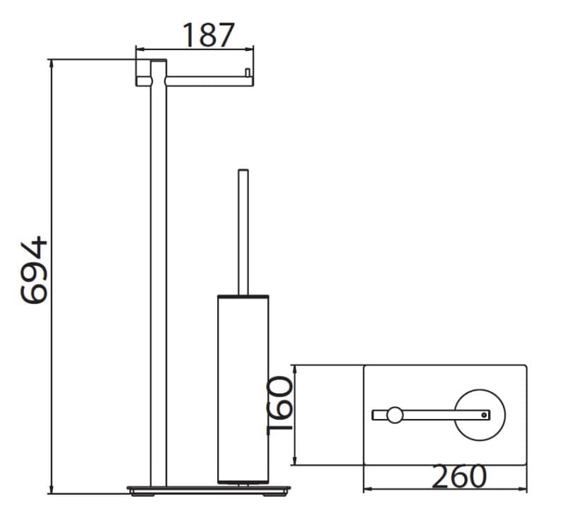Καλόγερος Χαρτοθήκη με Πιγκάλ Imex Practic CAP003-07/AC Inox Σατινέ 16x26x69,4cm - 2